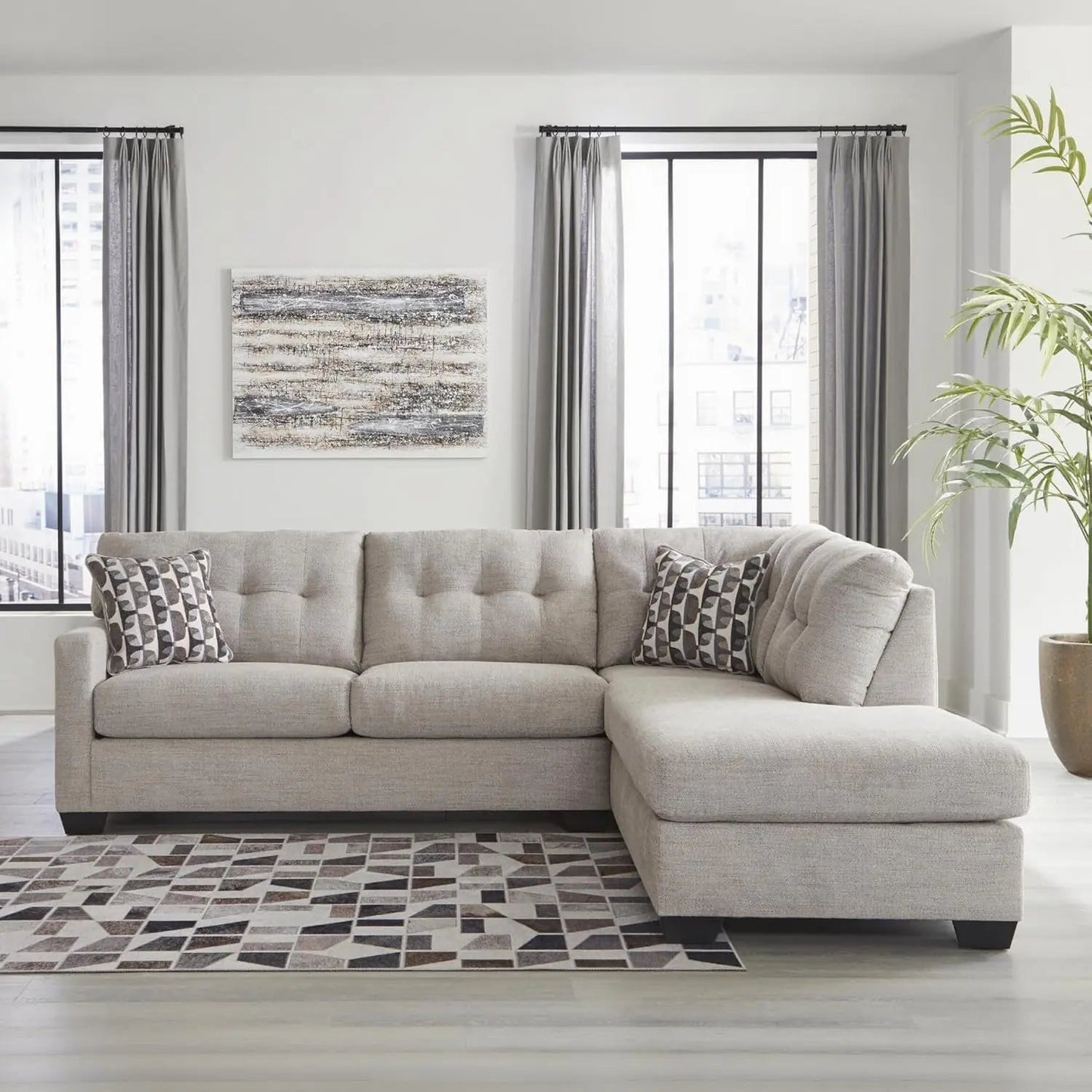 Beige Sleeper Sectional Featuring Chaise Memory Foam - Get it from Bo