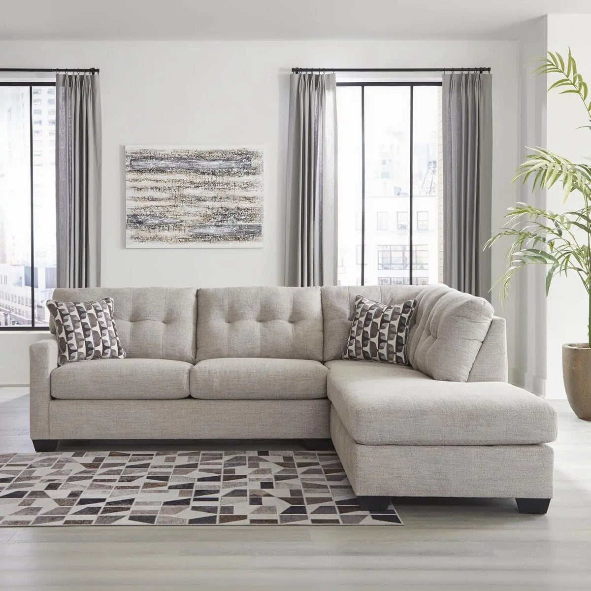Beige Sleeper Sectional Featuring Chaise Memory Foam - Get it from Bo