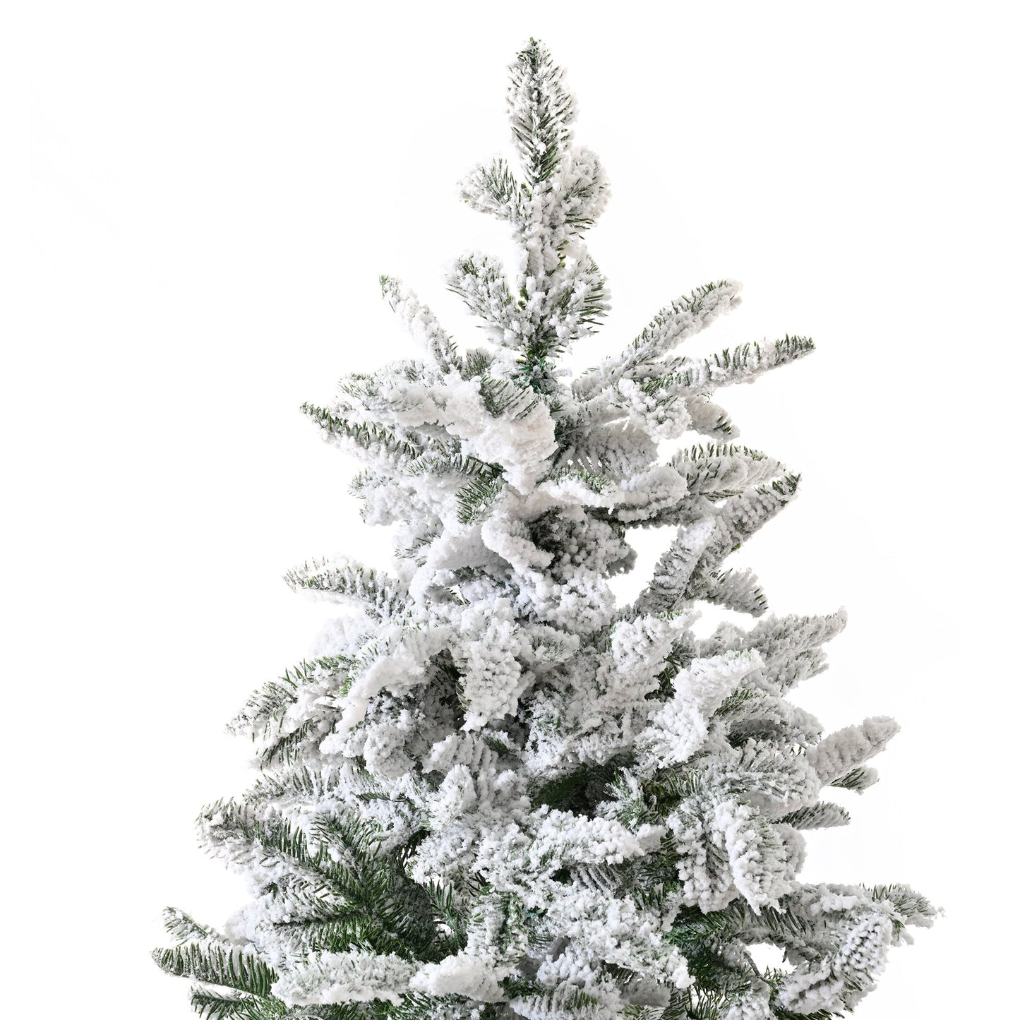 Unlit 7FT Snowy PE PVC Mixed Christmas Tree with Full Branch Tips in Sangria Beech