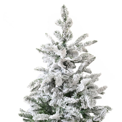 Unlit 7FT Snowy PE PVC Mixed Christmas Tree with Full Branch Tips in Sangria Beech