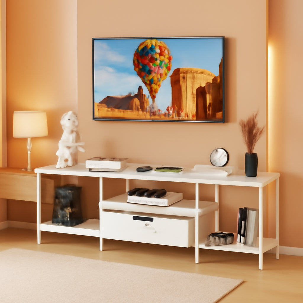 TV Stand For 55 To 65 Inch TV With Fabric Drawers Sturdy