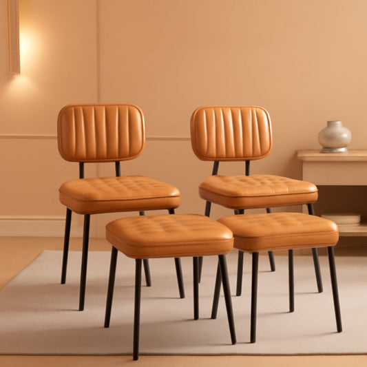 Brown Mid Century Modern Upholstered Dining Chair Set Of 4 ShipItFurniture