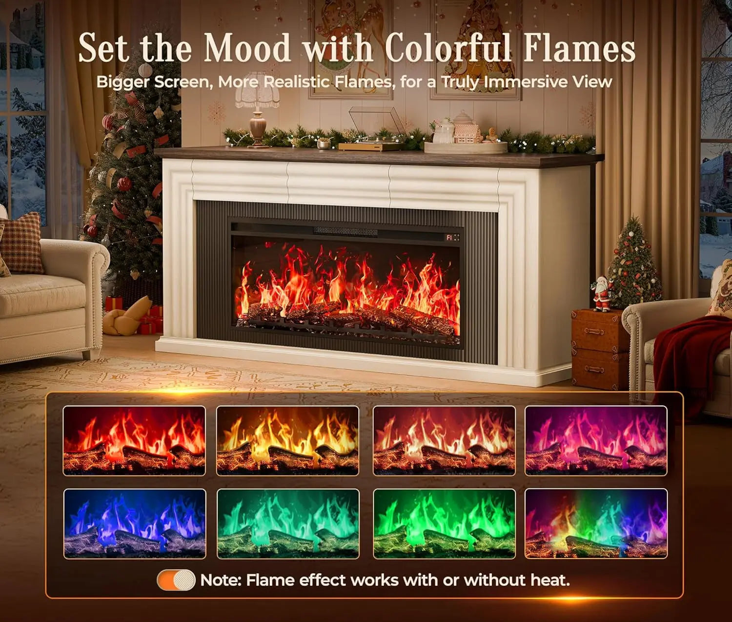 SeventyInch Distressed White Electric Fireplace TV Console ShipItFurniture