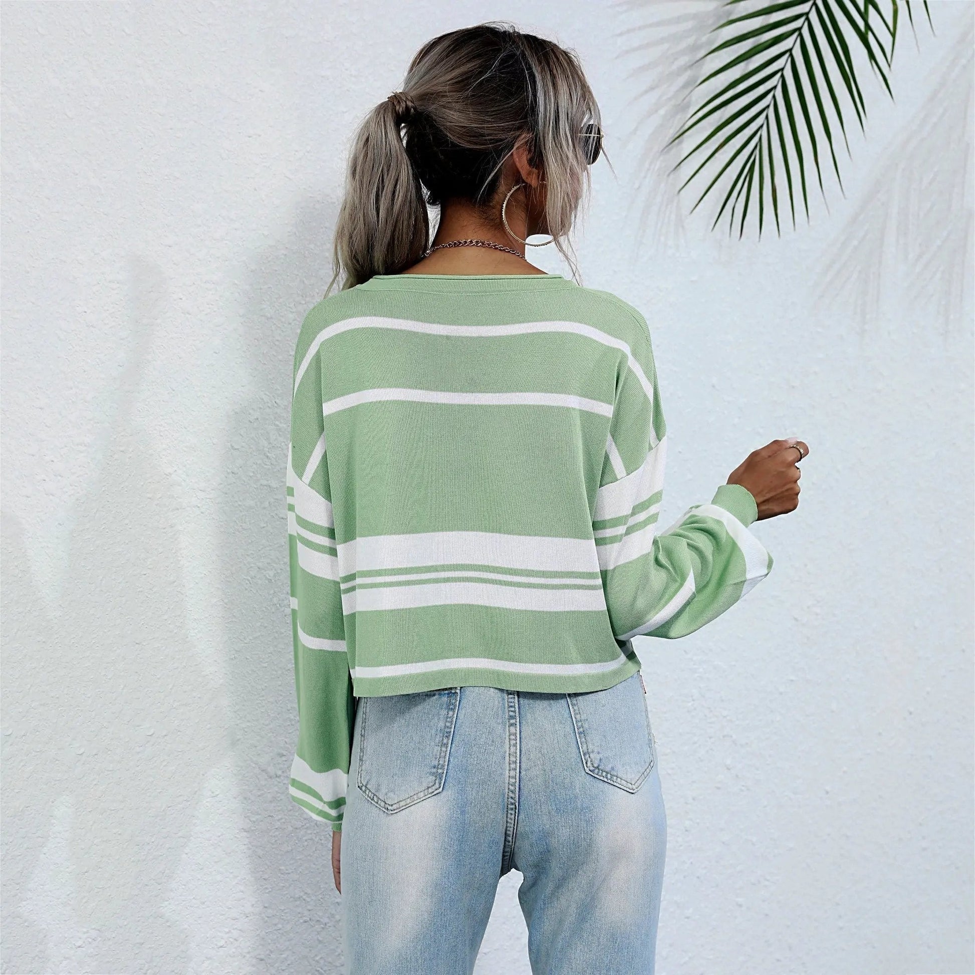 Bishop Sleeve Striped Sweater - Get it from Bo