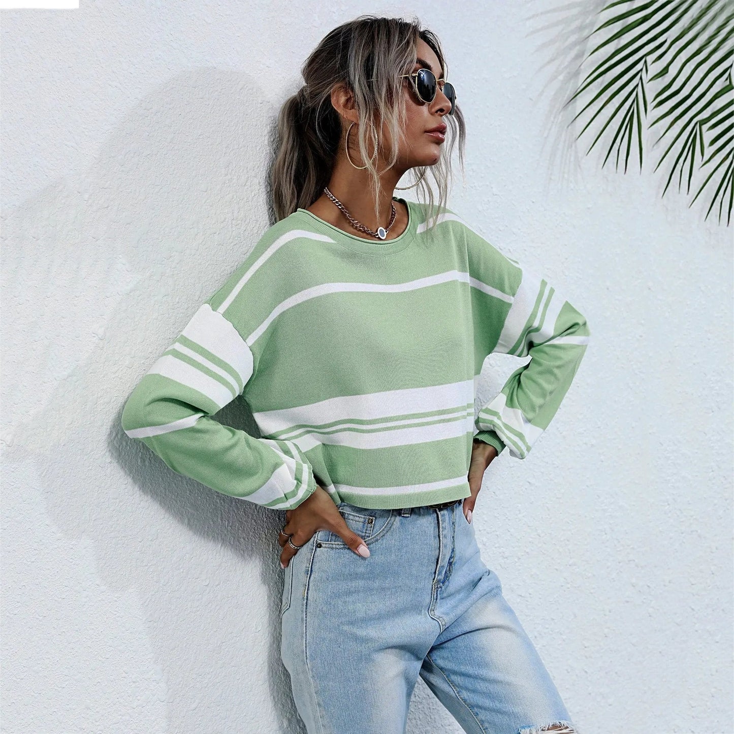 Bishop Sleeve Striped Sweater - Get it from Bo