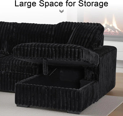 Black 122Inch U Shaped Sleeper Sectional USB Charging Ports - Get it from Bo