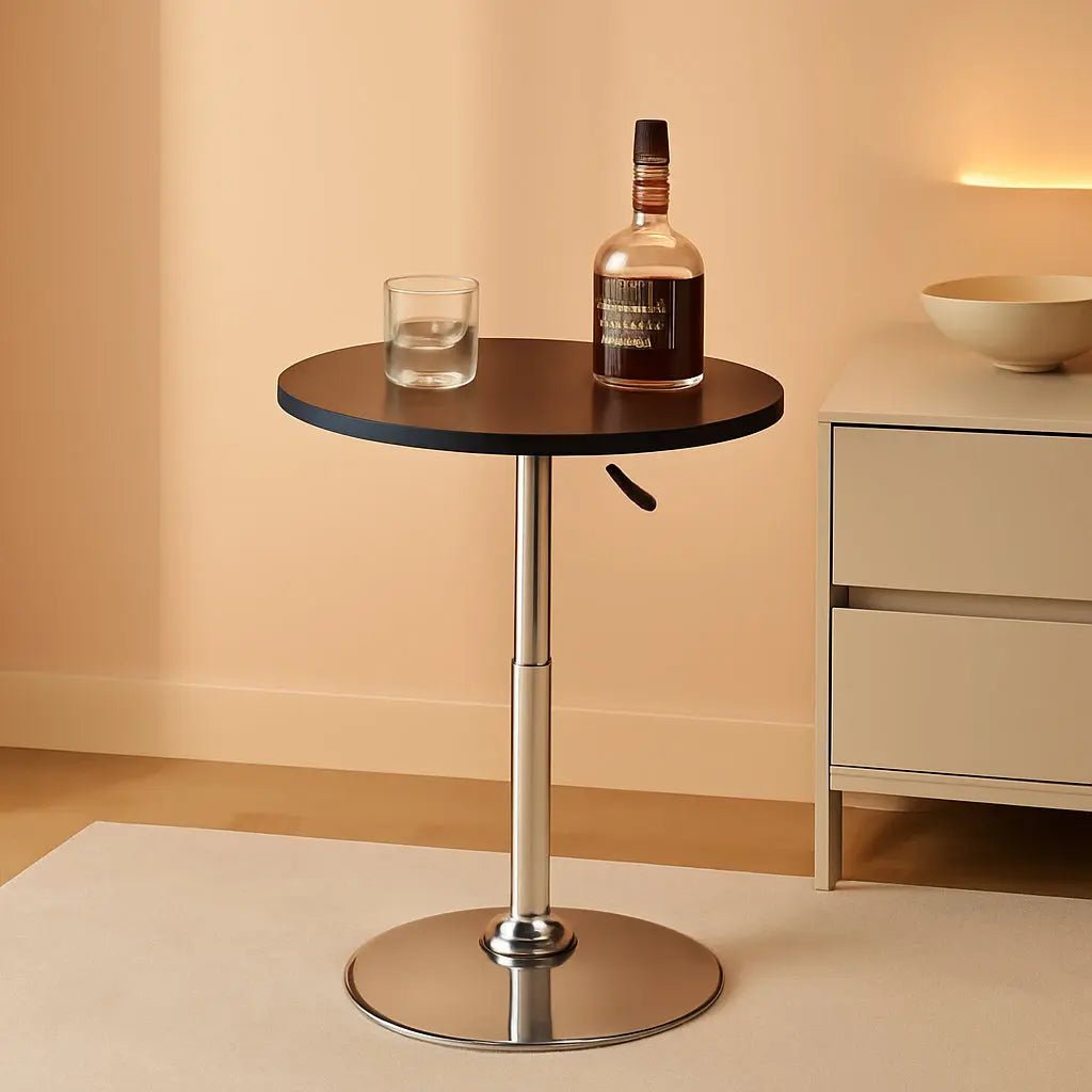 Black Bar Table With 360 Degree Swivel MDF Top Round - Get it from Bo