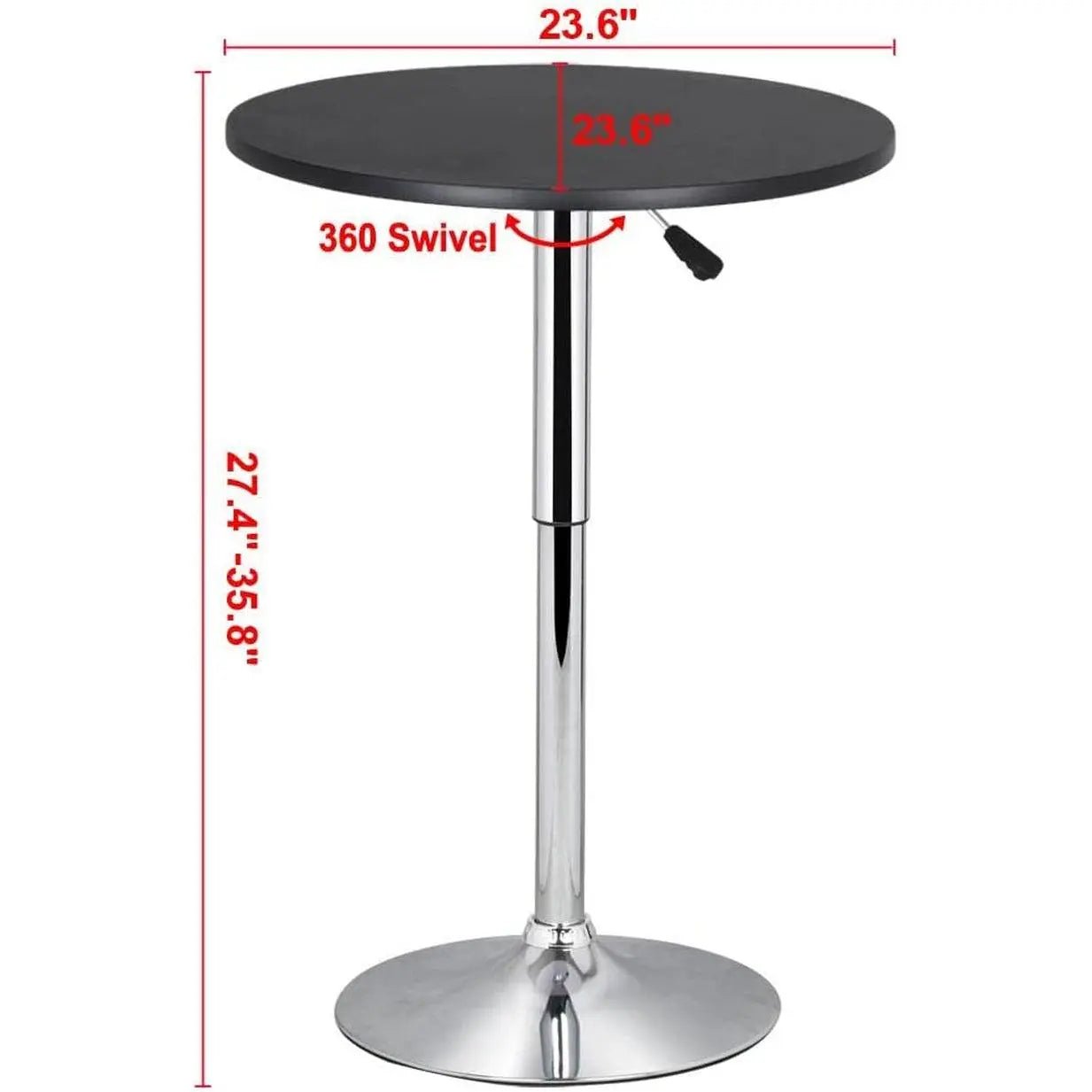 Black Bar Table With 360 Degree Swivel MDF Top Round - Get it from Bo