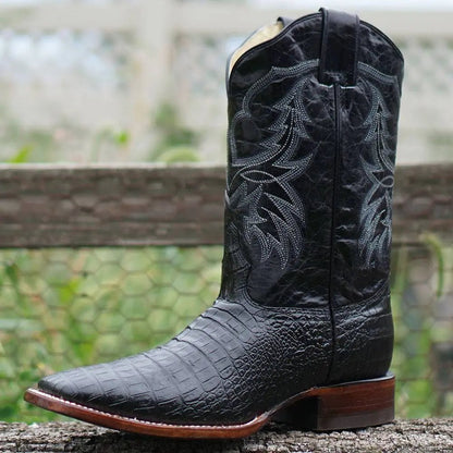 Black Caiman Belly Print Men's Cowboy Boots H4001 - Get it from Bo