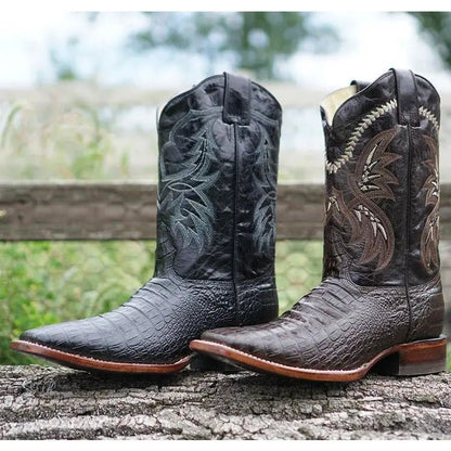 Black Caiman Belly Print Men's Cowboy Boots H4001 - Get it from Bo