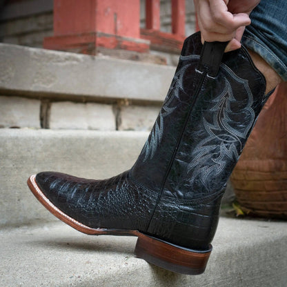 Black Caiman Belly Print Men's Cowboy Boots H4001 - Get it from Bo