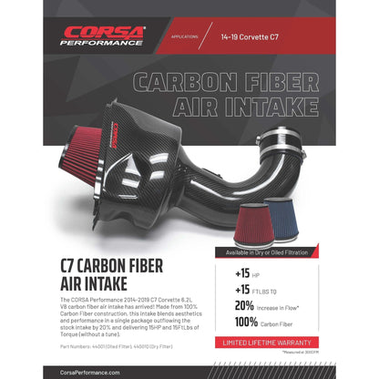 Black / Carbon Fiber Air Intake | 2014-2019 Corvette C7, Z51, GrandSport (44001) - Get it from Bo