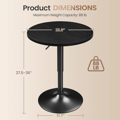 Black Circular Bar Table Featuring Adjustable Height - Get it from Bo