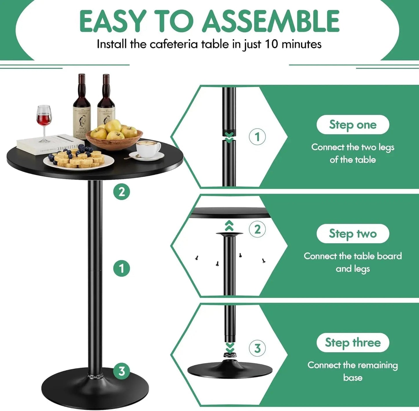 Black Circular Bar Table Water proof Coated Metal Base - Get it from Bo