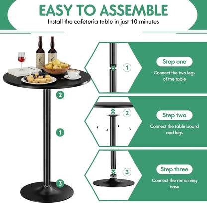 Black Circular Bar Table Water proof Coated Metal Base - Get it from Bo