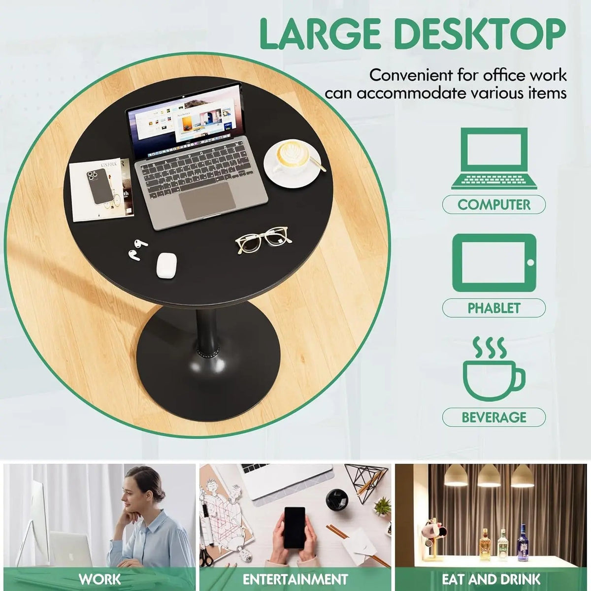 Black Circular Bar Table Water proof Coated Metal Base - Get it from Bo