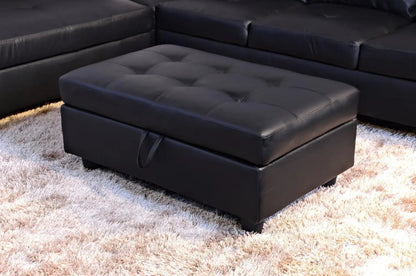 Black Faux Leather Sectional Sofa Set With Ottoman - Get it from Bo