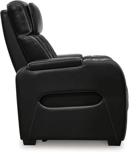 Black Leather Power Recliner With Adjustable Headrest - Get it from Bo