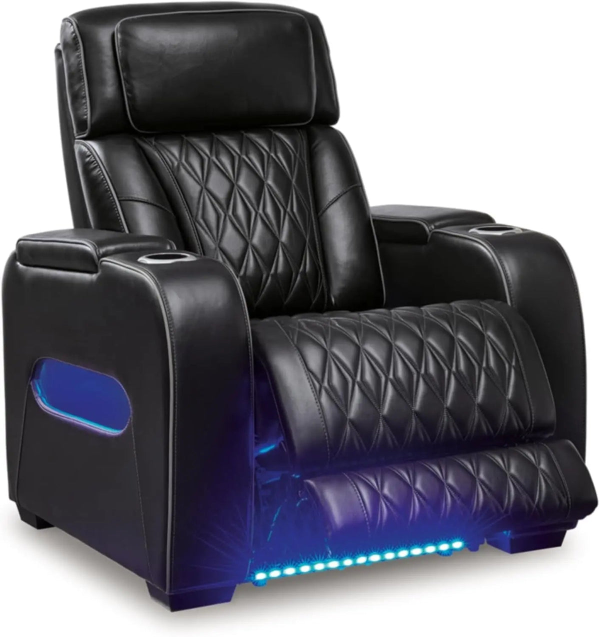 Black Leather Power Recliner With Adjustable Headrest - Get it from Bo