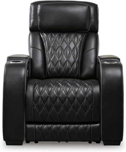Black Leather Power Recliner With Adjustable Headrest - Get it from Bo