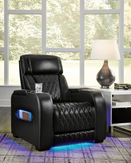 Black Leather Power Recliner With Adjustable Headrest - Get it from Bo