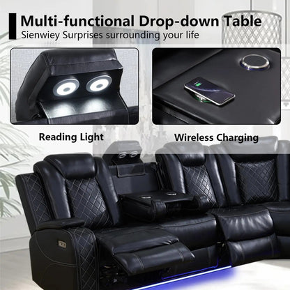 Black Leather Power Reclining Sectional Sofa Living Room - Get it from Bo