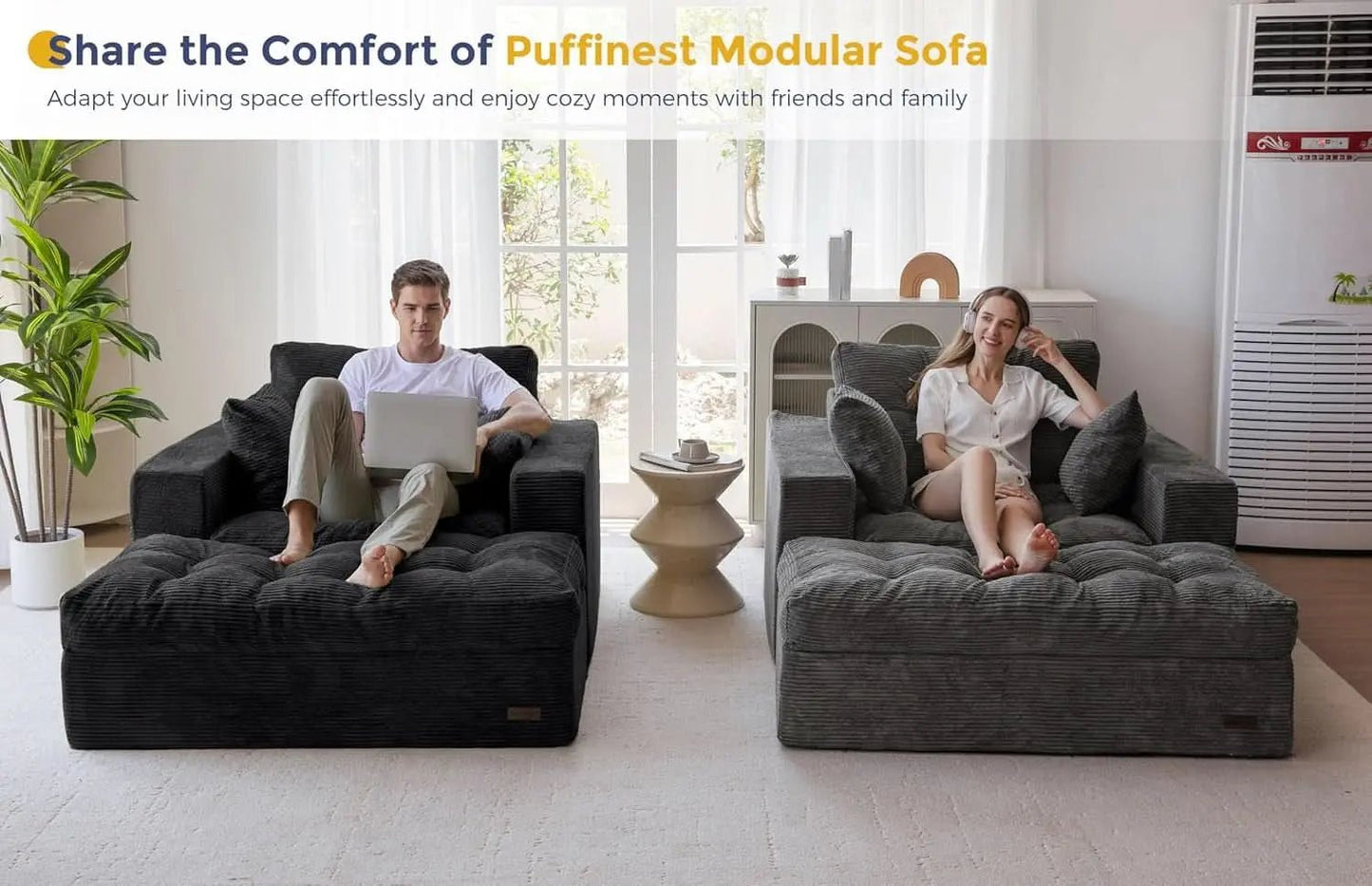 Black Luxurious Modular Sectional Sofa With Chaise - Get it from Bo