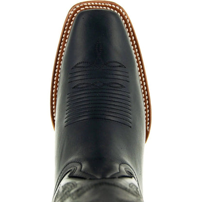 Black Square Toe Leather Cowboy Boots H4002 - Get it from Bo