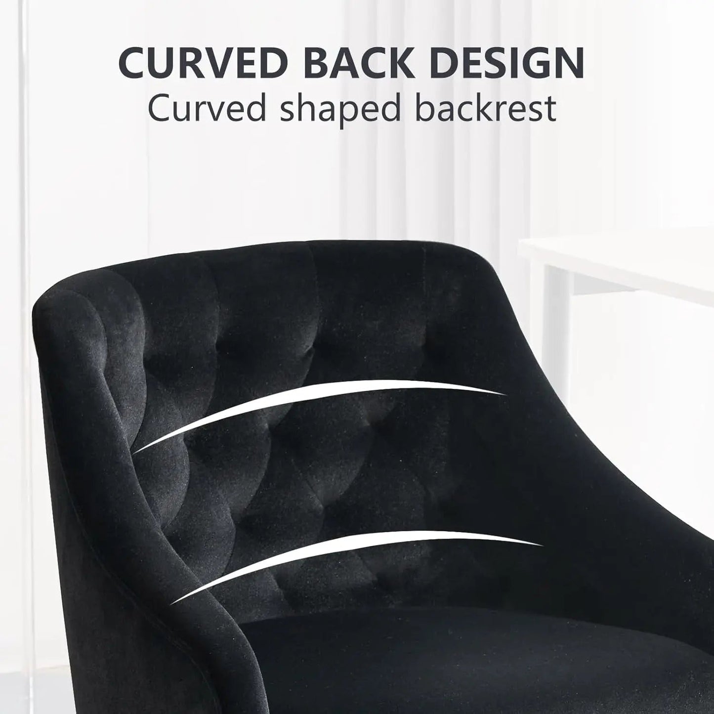 Black Velvet Office Chair 360 Swivel For Home Office - Get it from Bo