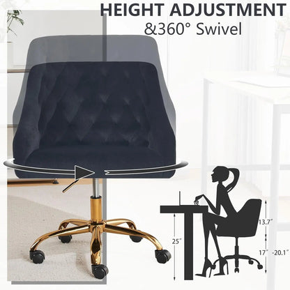Black Velvet Office Chair 360 Swivel For Home Office - Get it from Bo