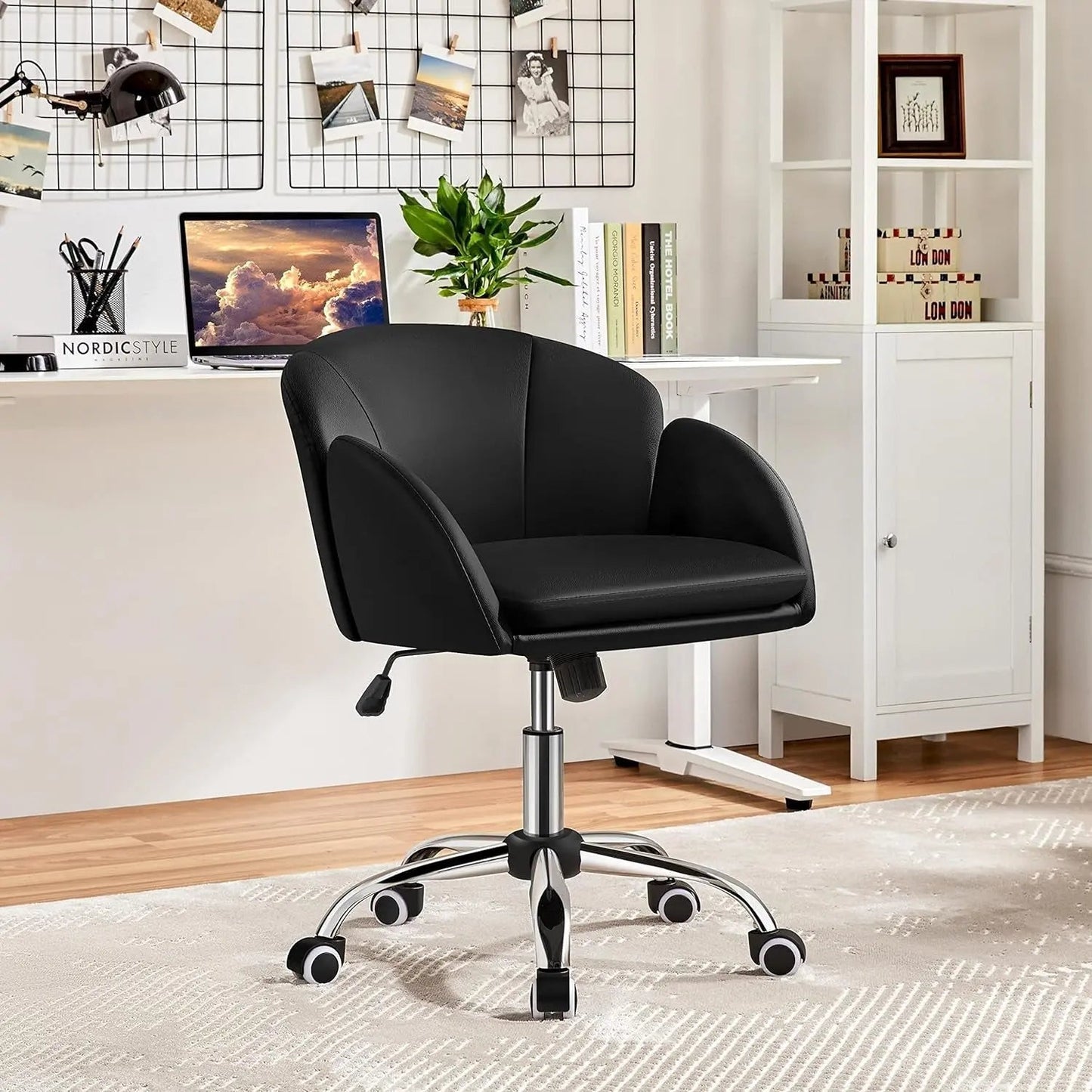 Black Velvet Upholstered Swivel Desk Chair For Office - Get it from Bo