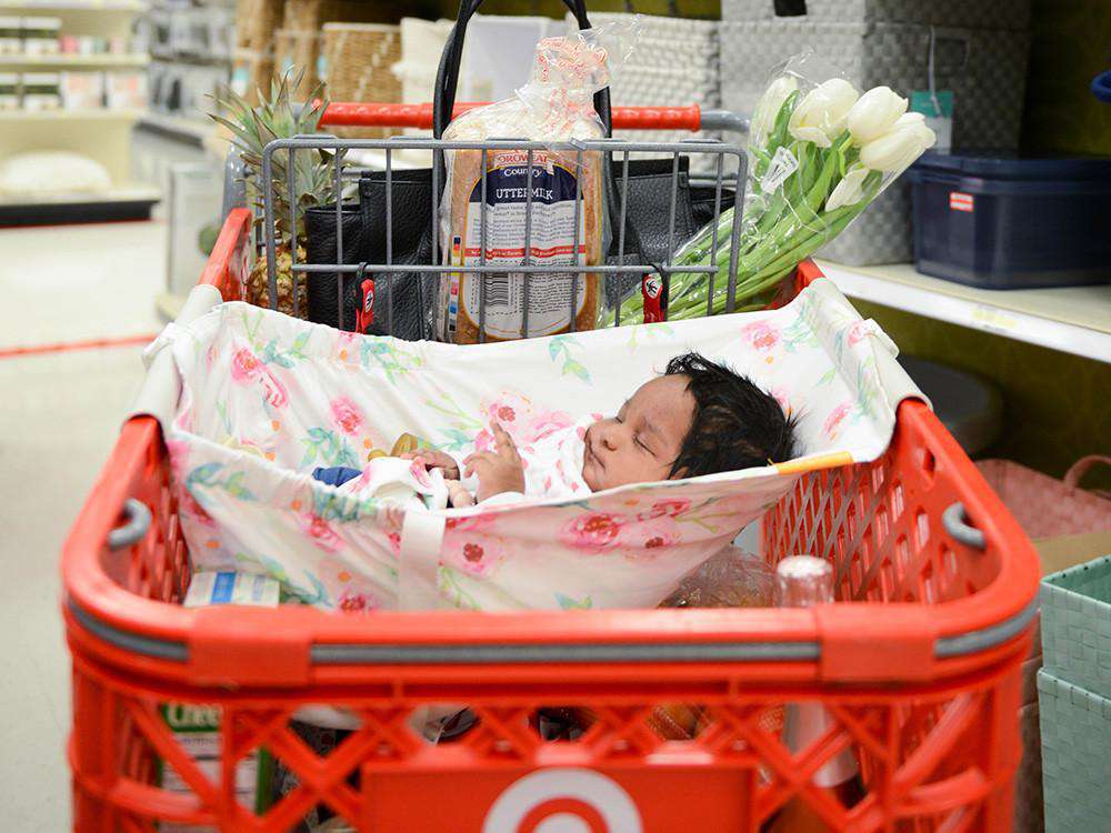 Baby Shopping Cart Hammock | Full Bloom Watercolor Floral Print Binxy Baby