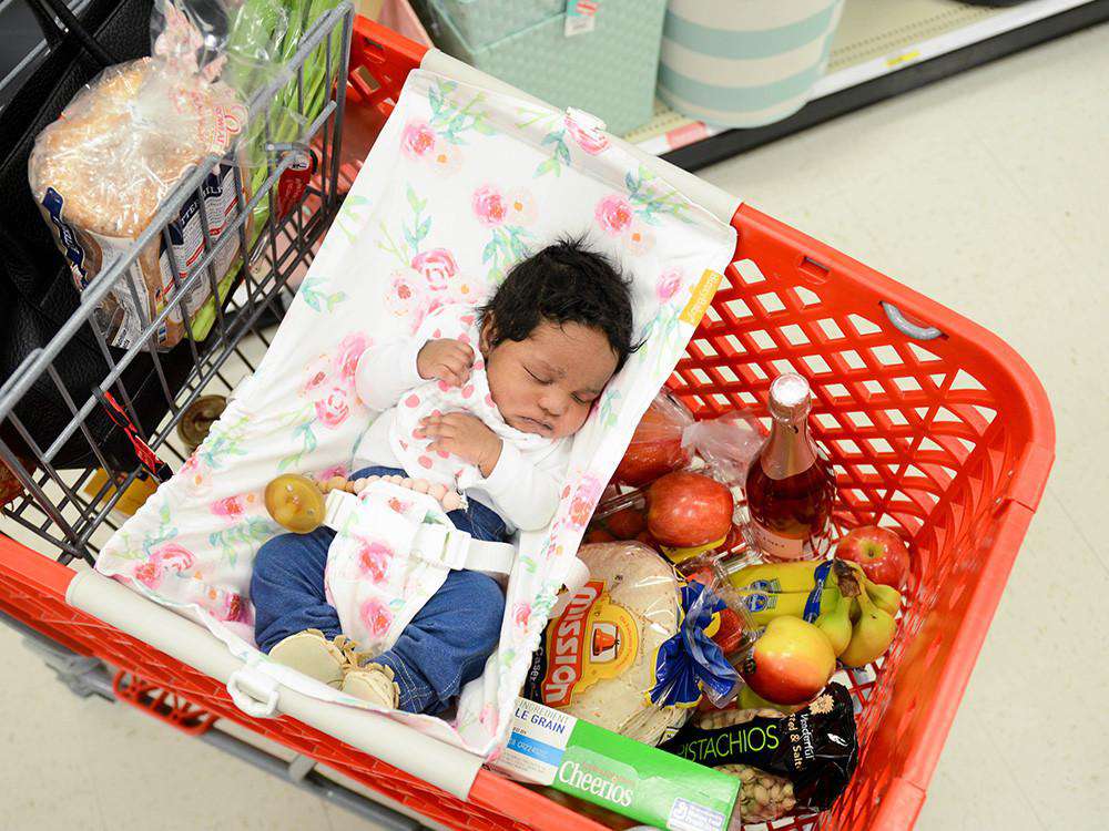 Baby Shopping Cart Hammock | Full Bloom Watercolor Floral Print Binxy Baby