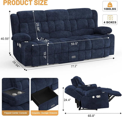 Blue Loveseat Recliner Sofa With Flip Backrest Manual - Get it from Bo