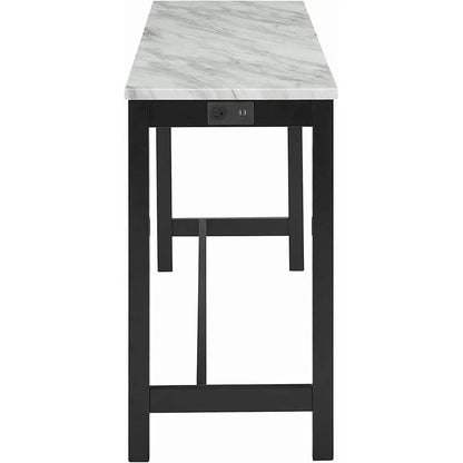 Blue Velvet Bar Table Set With Faux Marble Top 4 Piece - Get it from Bo