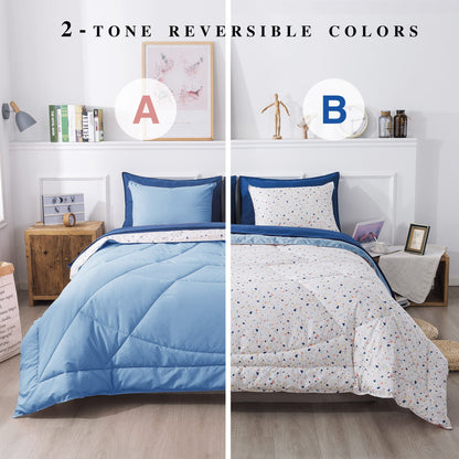 Kasentex Reversible 5 and 7 Piece Ultra Soft Cozy Bed Comforter Sets, Room Decor