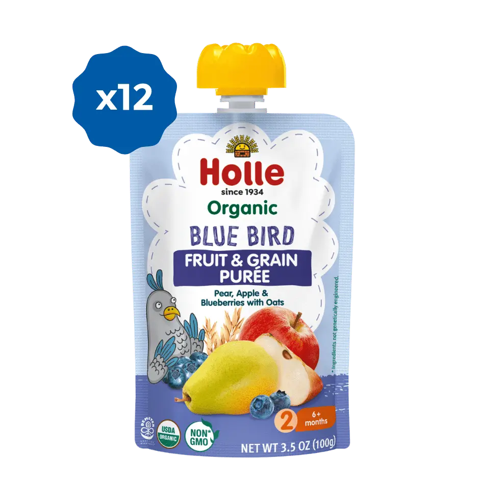 Holle Baby Food Pouches - Organic Fruit & Grain Puree - Blue Bird Holle USA