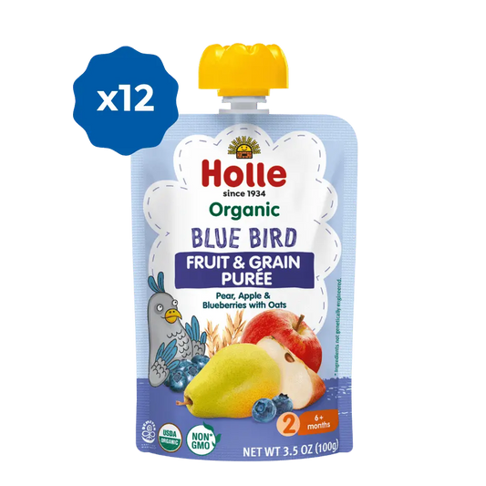 Holle Baby Food Pouches - Organic Fruit & Grain Puree - Blue Bird Holle USA