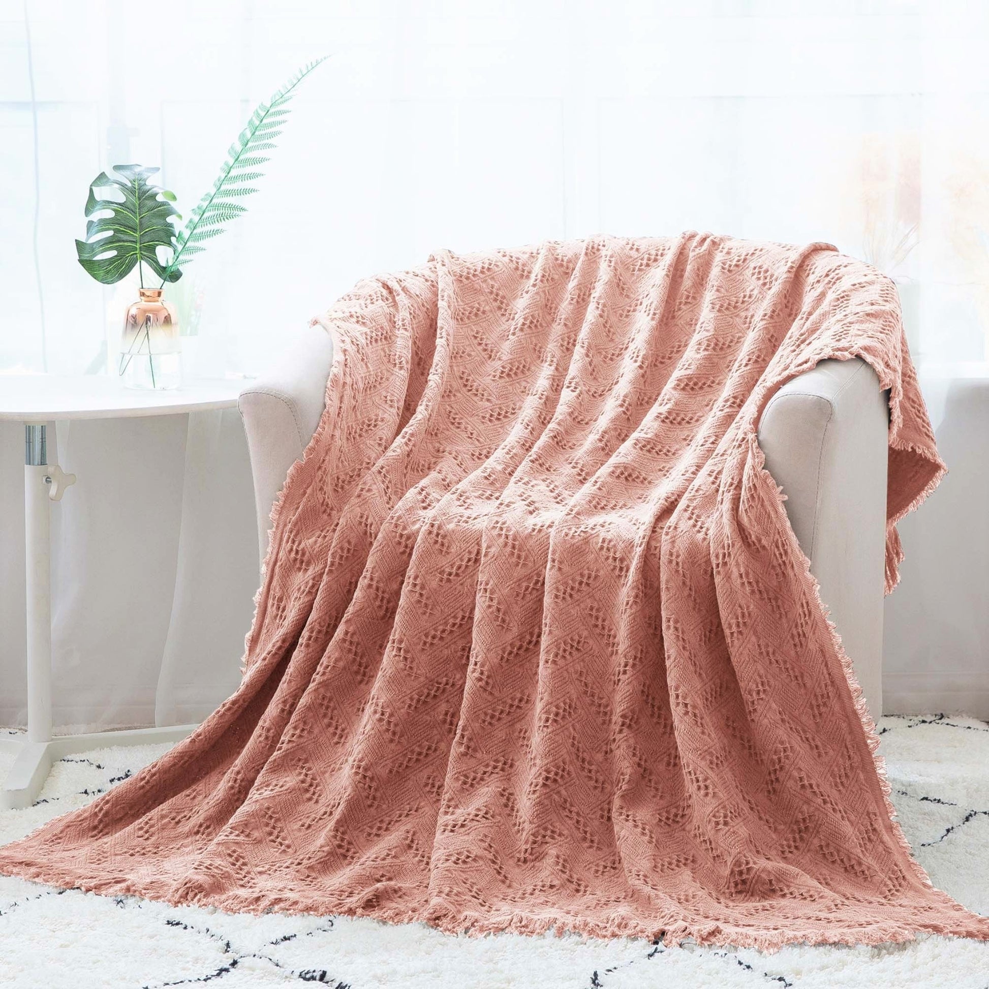 Kasentex 100% Cotton Soft Knitted Throw Blanket, Room Decor, Graduation Gifts, Fathers Day Gift, Mom Gift Kasentex