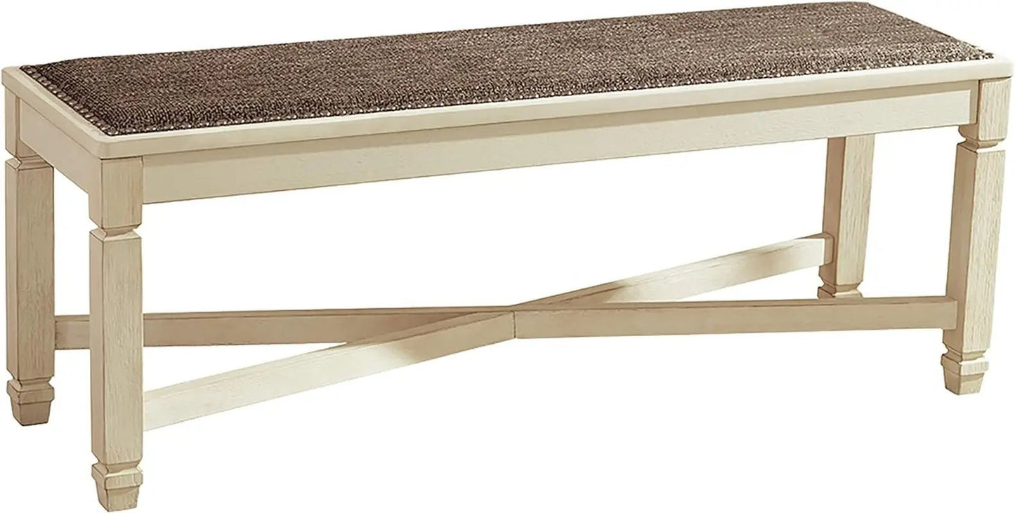 Bolanburg French Country Upholstered Dining Room Bench, Antique White - Get it from Bo