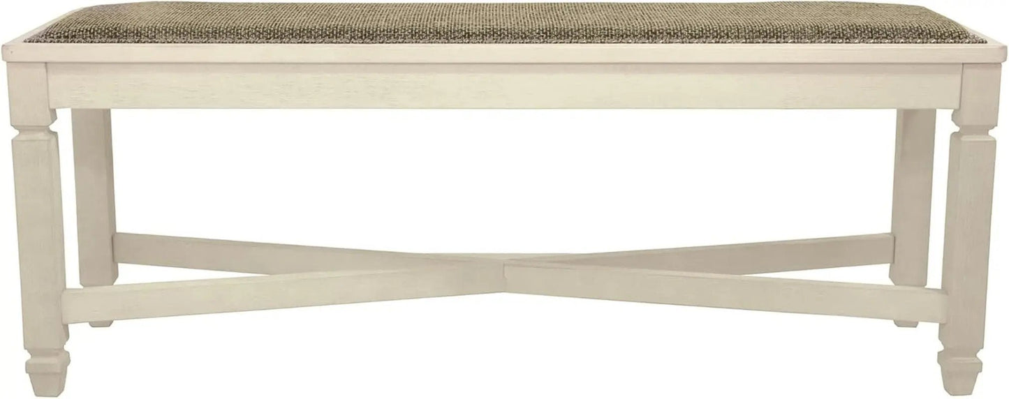 Bolanburg French Country Upholstered Dining Room Bench, Antique White - Get it from Bo
