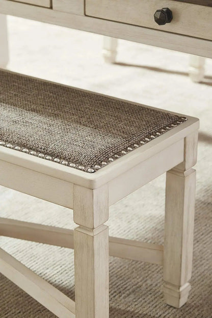 Bolanburg French Country Upholstered Dining Room Bench, Antique White - Get it from Bo