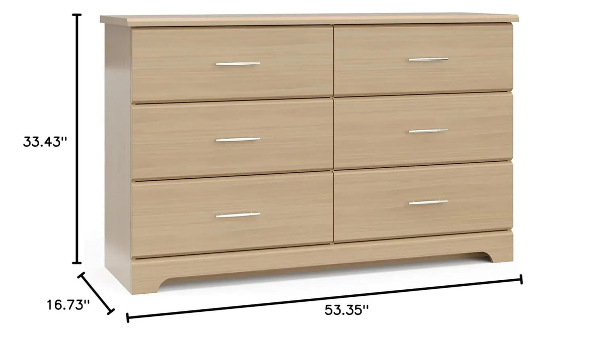 Brookside 6 Drawer Double Dresser (Driftwood) – Dresser for Nursery, 6 Drawer Dresser, Kids Dresser, Nursery Dresser Drawer Organizer, Chest of Drawers - Get it from Bo