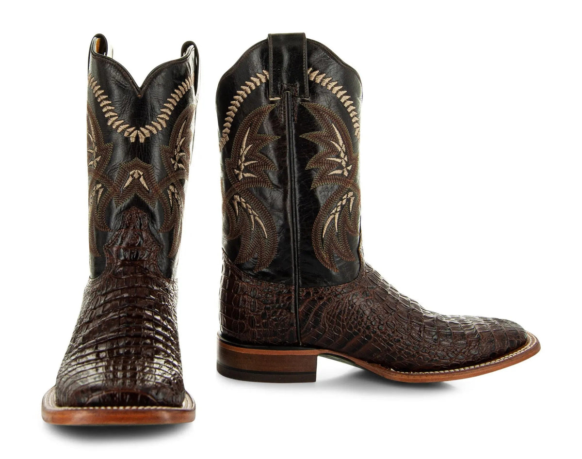 Brown Caiman Belly Print Men's Cowboy Boots H4001 - Get it from Bo