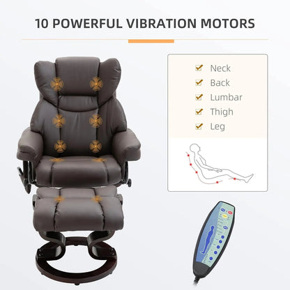 Brown Faux Leather Massage Recliner Chair With Ottoman - Get it from Bo
