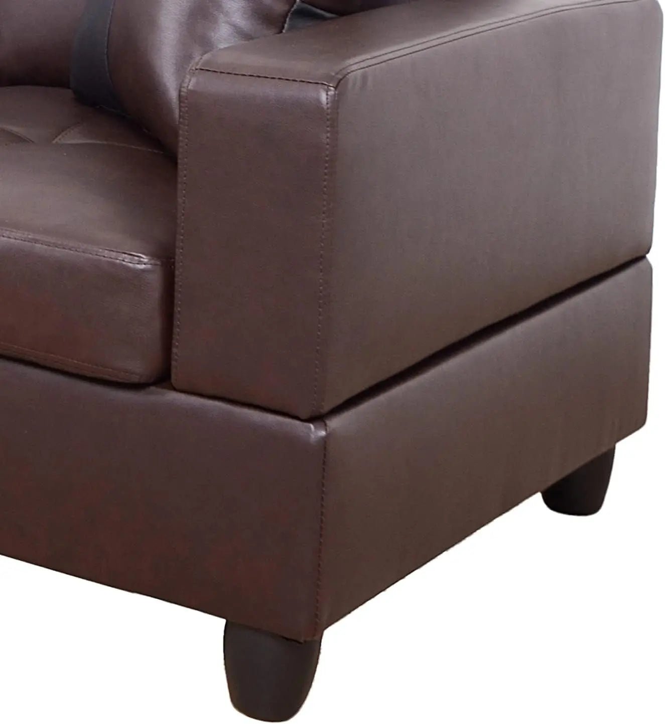 Brown Leather Sectional Sofa Set With Storage Ottoman And Left Facing Chaise - Get it from Bo