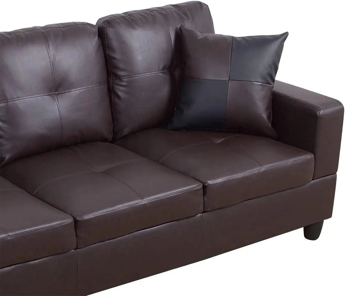Brown Leather Sectional Sofa Set With Storage Ottoman And Left Facing Chaise - Get it from Bo