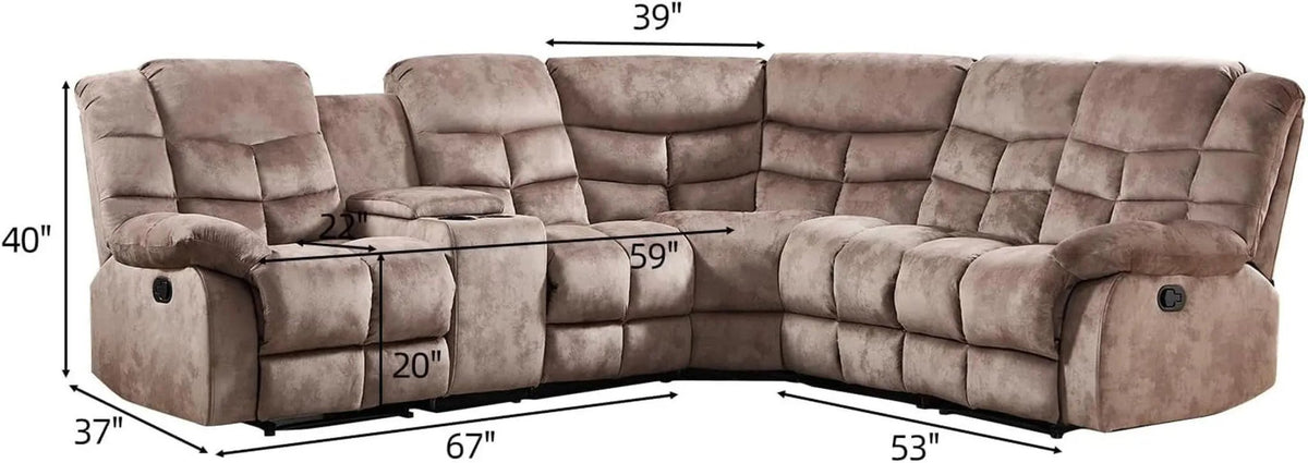 Brown Manual Reclining Sectional Sofa With Cup Holders - Get it from Bo