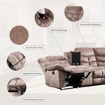 Brown Manual Reclining Sectional Sofa With Cup Holders - Get it from Bo