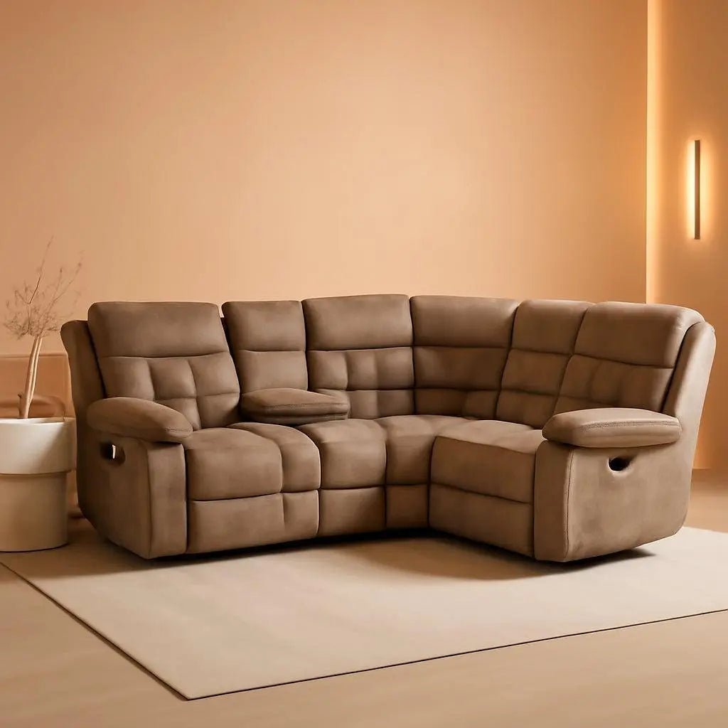Brown Manual Reclining Sectional Sofa With Cup Holders - Get it from Bo